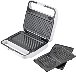 Sandwich-maker Alder 2in1 1400W 2 tipuri de placi interschimbabile strat antiaderent Alb 