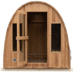 Sauna ovala de exterior 4- 6 persoane tei termotratat cu soba pe lemne SAUNA S07 