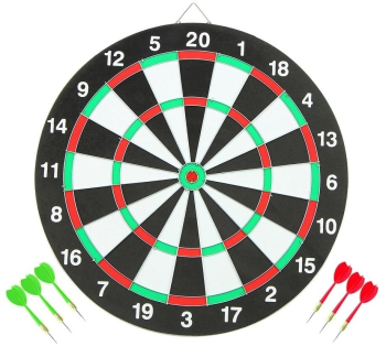 Set joc darts placa dubla cu 6 sageti diametru 36 cm grosime 10 mm multicolor 