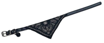 Zgarda caini si pisici cu bandana esarfa 29 x 1 cm clopotel negru 