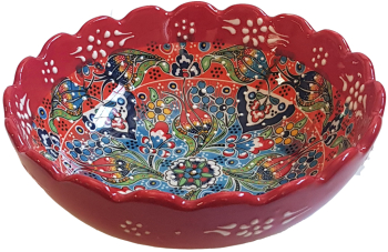 Bol ceramica handmade stil turcesc 16 cm Multicolor rosu EHA 