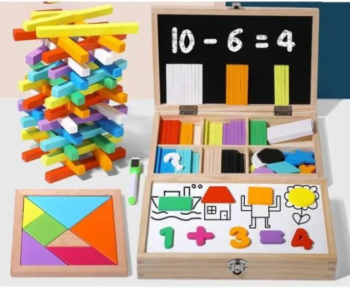 Joc educativ trusa de calculat forme geometrice tabla de scris cu creta si tabla magnetica 