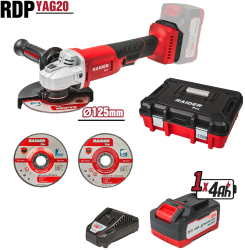 Polizor unghiular cu acumulator RDP-YAG20 125 mm 4 Ah 2 discuri Raider 030250 