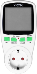 Priza programabila VIRONE DT-1 GS schuko 230V 16A 3680W 12/24 ore IP20 16 programe functie vara/iarna alb 