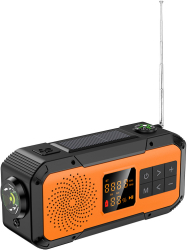 Radio portabil multifunctional AM-FM ZEEVOS cu incarcare solara si manuala boxa bluetooth acumulator 2000 mah lanterna termometru afi 