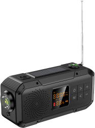 Radio portabil multifunctional AM-FM ZEEVOS cu incarcare solara si manuala boxa bluetooth lanterna termometru afisare lcd digital id 