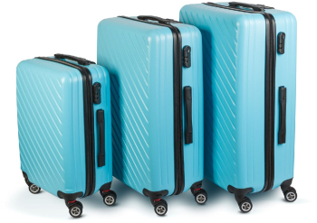 Set 3 Valize/Trolere Rigide din ABS++ cu Cifru si Roti Detasabile Albastru 