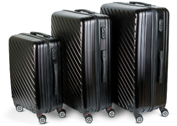 Set 3 Valize/Trolere Rigide din ABS++ cu Cifru si Roti Detasabile Negru 