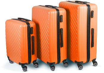 Set 3 Valize/Trolere Rigide din ABS++ cu Cifru si Roti Detasabile Portocaliu