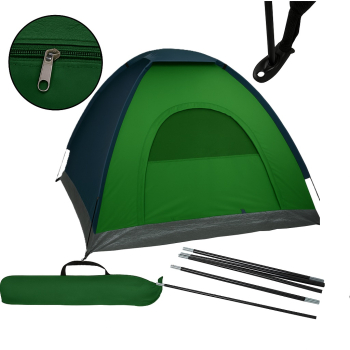 Cort camping 2 persoane Zola® plasa pentru insecte impermeabil husa 180 x 180 x 135 cm verde/albastru 