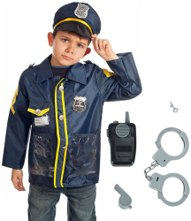 Costum de politist pentru copii Zola® 2 piese si accesorii catuse cu cheie statie insigna fluier varsta 3-8 ani 