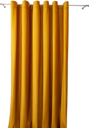 Draperie din catifea galben mustar cu inele metalice uni opaca 140x250 