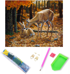 Goblen mozaic cu diamante Zola model caprioare in padure 30 x 40 cm 