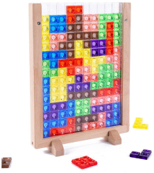 Joc din lemn Zola® puzzle tetris multicolor 42 elemente 24x18x2 cm 