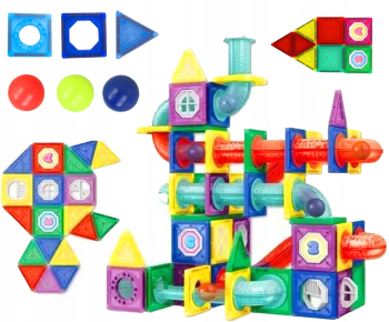 Joc interactiv de construit magnetic Zola® 148 elemente 3 bilute colorate roller coaster educativ si creativ plastic multicolor
