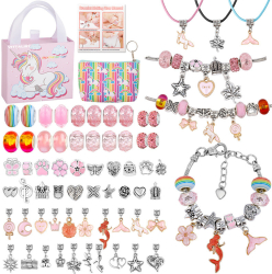 Kit de Bratari Charm si Talismane tip Pandora Accesorii Bijuterii Reglabile cu Lant Margele Coliere Metal si Sticla Handmade 60 de Pie