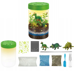 Kit de terariu cu lumini LED pentru copii Zola 3 dinozauri accesorii incluse 10 x 10 x 16 cm 