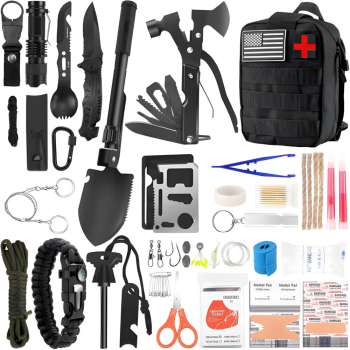 Kit multifunctional de supravietuire 92 in 1 cu rucsac Zola pentru camping pescuit si drumetii trusa de prim ajutor set pescuit aprind 
