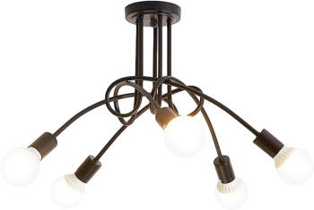 Lustra suspendata cu 5 brate Zola multiple ramificatii soclu bec E27 60W 230V montare pe tavan aluminiu 65 x 34 cm 