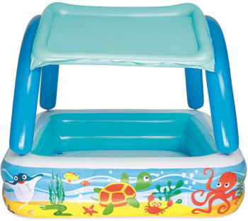 Piscina gonflabila pentru copii Zola® cu acoperis model cu animale marine 140x140x114 cm 