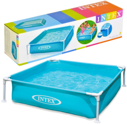 Piscina pentru copii Intex 122 x 122 x 30 cm 342 l cadru otel PVC albastra 