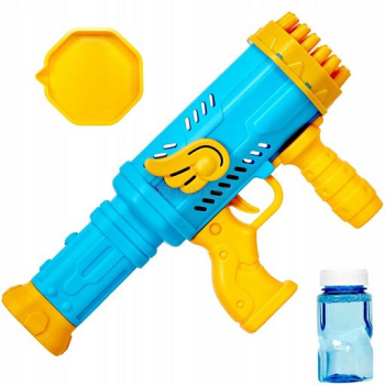Pistol de facut baloane din sapun Zola® cu rezerva de lichid 32 duze evacuare a bulelor din plastic 27.5 x 14.5 x 6.5 cm albastru 