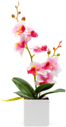 Planta Artificiala Decorativa Orhidee in Ghiveci cu Aspect Natural Culoare Roz Inaltime 37 cm