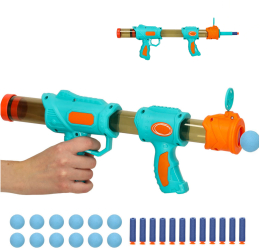 Pusca 2 in 1 pentru copii Zola cu bile din burete si sageti din spuma 43-54 cm 