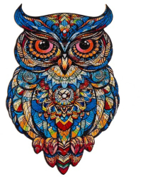 Puzzle din lemn Zola bufnita colorat piese in forma de animale 177 piese saculet si cutie depozitare marime 38 x 21.5 cm 