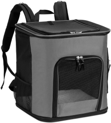Rucsac transport animale Navaris 41x34.5x43 cm 2 in 1 cu buzunare si suport lombar 47550.19 