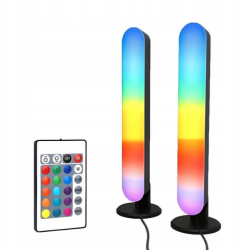 Set 2 lampi LED RGB Zola 12 culori 3W 4 moduri de iluminare dinamice montare verticala sau orizontala alimentare USB telecomanda 26. 