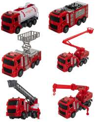 Set 6 masini autoutilitarem Zola plastic rosii 10 x 7.5 x 21 cm 