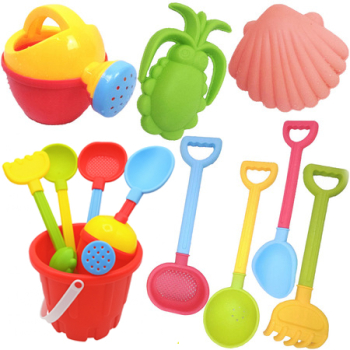 Set 8 jucarii de nisip Zola galetusa rosie stropitoare forme lopatica grebla sita multicolore 