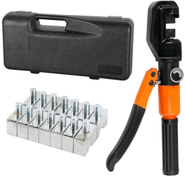 Set cleste de sertizat hexagonal hidraulic Zola interval de lucru 4-70 mm² 8 matrite interschimbabile forta 10 T cutie depozitare 
