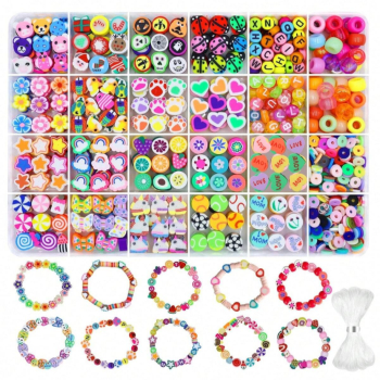 Set creatie 480 bile si elastic Zola pentru confectionarea de bratari lantisoare cutie de depozitare inclusa 