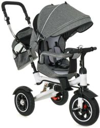 Tricicleta 3 in 1 copii Zola scaun 360° spatar reglabil ghidon 70-110 cm baldachin pliabil centuri roti spate blocabile maner re 