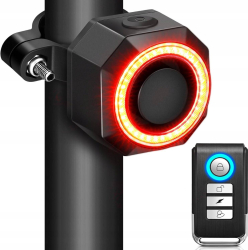 Alarma bicicleta 2 in 1 cu stop LED integrat Zola 7 niveluri reglare alarma 4 moduri de iluminare activare automata a luminii IP65 tel 