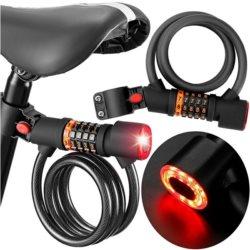 Antifurt bicicleta 2 in 1 cu cifru si stop LED integrat Zola 3 moduri de iluminare suport prindere inclus grosime cablu 12 mm lungime 1