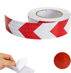 Banda reflectorizanta rosu cu alb Zola adeziva model tip fagure 5 m x 5 cm grosime 0.45 mm 
