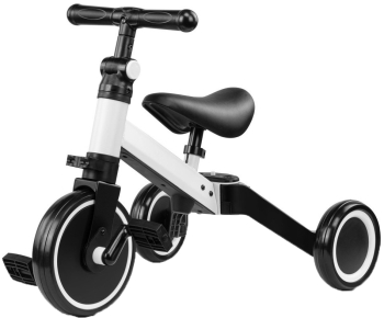 Bicicleta 2 in1 Zola® cu 3 roti cadru din aluminiu manere din cauciu alba 
