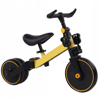 Bicicleta 2 in1 Zola® cu 3 roti cadru din aluminiu manere din cauciu galbena 