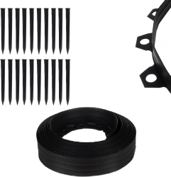 Kit bordura gazon Zola 20 ancore incluse polipropilena latime 6 cm lungime 10 m negru
