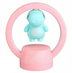 Lampa de veghe Zola dinozaur magnetic plutitor 3 moduri iluminare cablu incarcare USB 12.5 x 7.2 x 14 cm roz 