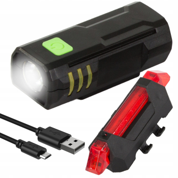 Set lumini pentru bicicleta Zola® fata-spate vizibilitate mare impermeabil 3 moduri iluminare cablu microUSB inclus timp de funct 