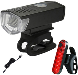 Set lumini pentru bicicleta Zola fata-spate cu 3 moduri de iluminare din plastic rezistent conditiilor meteorologice negru/rosu 