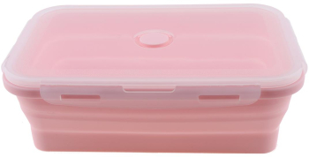 Caserola roz de silicon pliabila dreptunghiulara cu capac 21 5 x 13 5 x 7 2 cm 1200ml 
