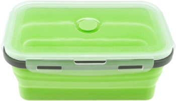 Caserola verde de silicon pliabila dreptunghiulara cu capac 18 5 x 12 x 6 6 cm 800 ml 