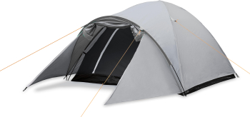 Cort camping Zola 4 persoane 1 camera din poliester 360x120x130 cm gri 