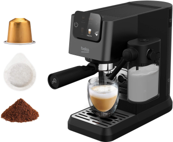 Espressor Manual 3in1 BEKO CEP5464DX 1.1l 1600W 20 Bar Sistem Cappuccino Negru 