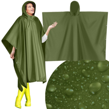 Pelerina de ploaie cu gluga Zola® oversize poliester impermeabila lungime totala 127 x 100 cm verde 
